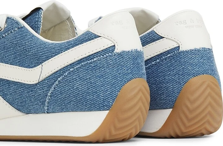 Women's Retro Slim Denim Running Sneakers - Medium Wash Denim - Size 5 - Image 3