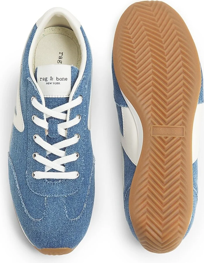 Women's Retro Slim Denim Running Sneakers - Medium Wash Denim - Size 5 - Image 6