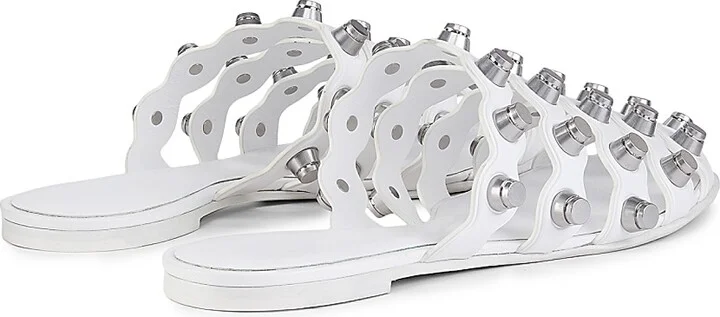 Women's Rexa Studded Cage Slides - Optic White - Size 5 Sandals - Image 3