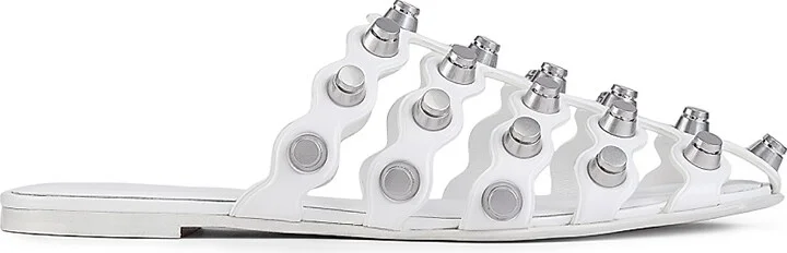 Women's Rexa Studded Cage Slides - Optic White - Size 5 Sandals