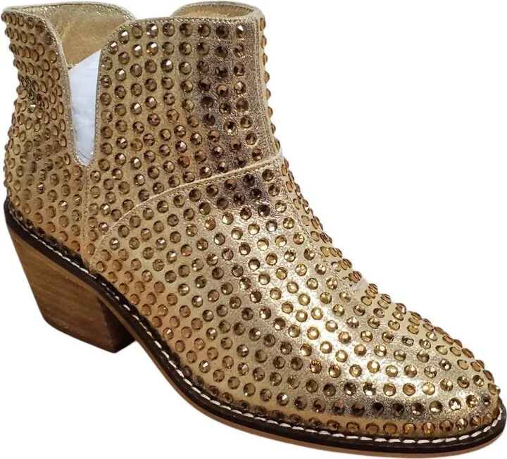 Women's Rhinestone Bootie In Gold