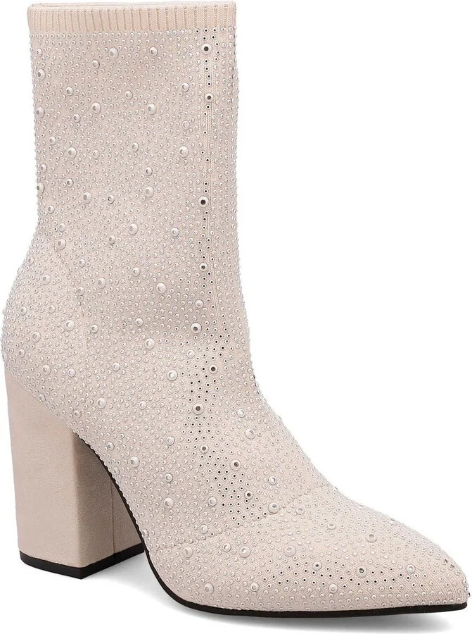 Womens Rhinestone Man Made Mid-Calf Boots