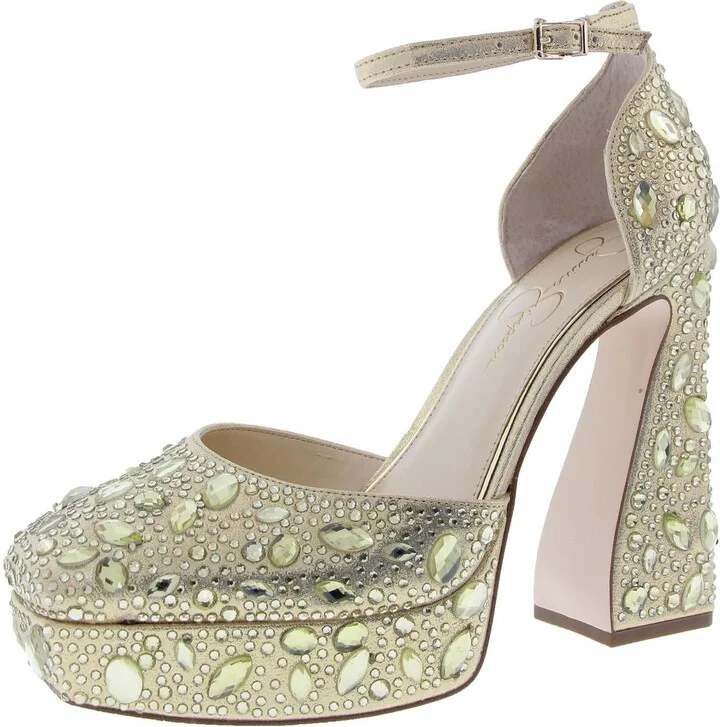 Womens Rhinestone Man Made Platform Sandals