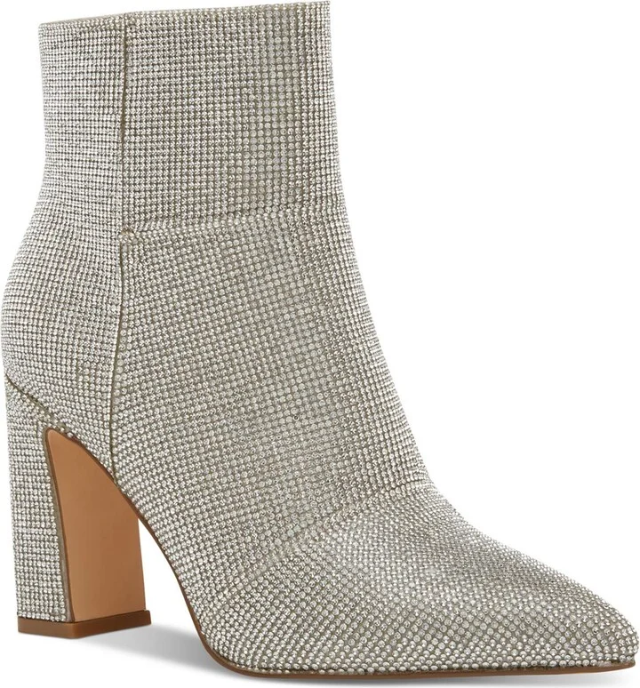 Womens Rhinestone Pointed Toe Booties