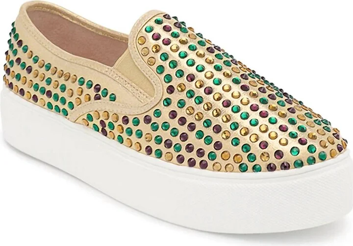 Women's Rhinestone Sneakers In Gold Multi