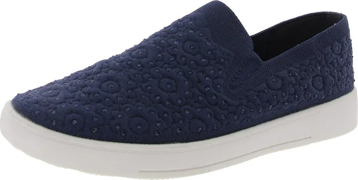 Womens Rhinestone Textured Slip-On Sneakers
