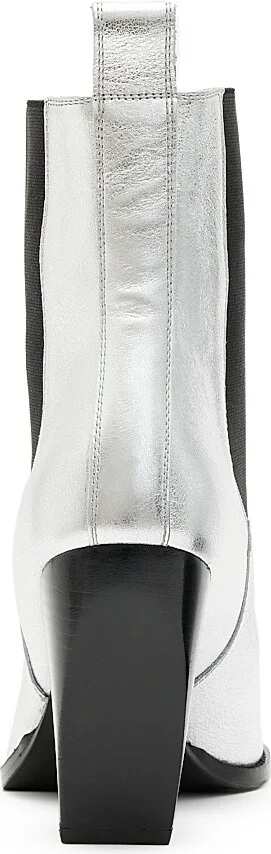 Women's Ria Metallic Leather Chelsea Boots - Silver - Size 6 - Image 3