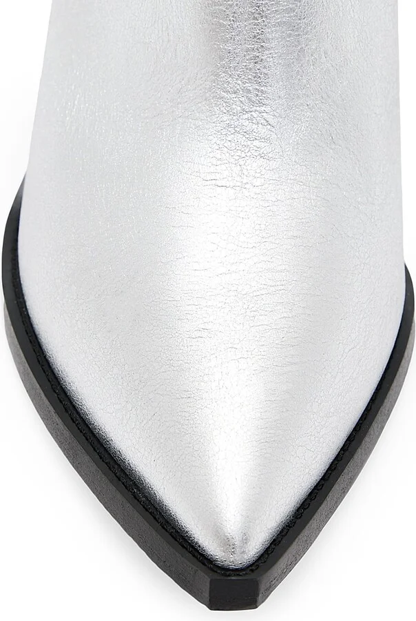 Women's Ria Metallic Leather Chelsea Boots - Silver - Size 6 - Image 4
