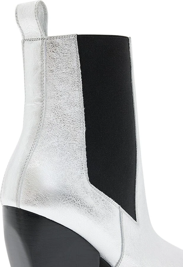 Women's Ria Metallic Leather Chelsea Boots - Silver - Size 6 - Image 5