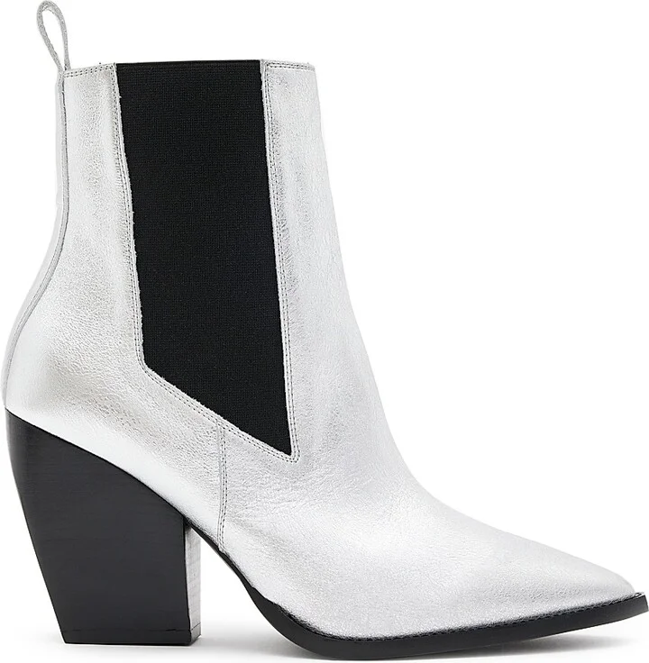 Women's Ria Metallic Leather Chelsea Boots - Silver - Size 6