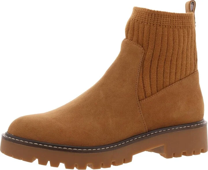 Womens Ribbed Man Made Combat & Lace-Up Boots