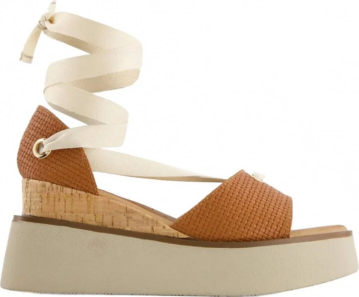 Women's Ribbon Lace Platform Wedge Sandals In Brown