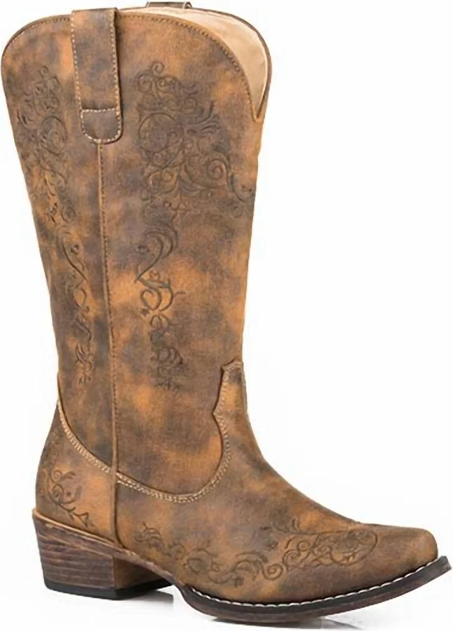 Women's Riley Scroll Boots In Orange