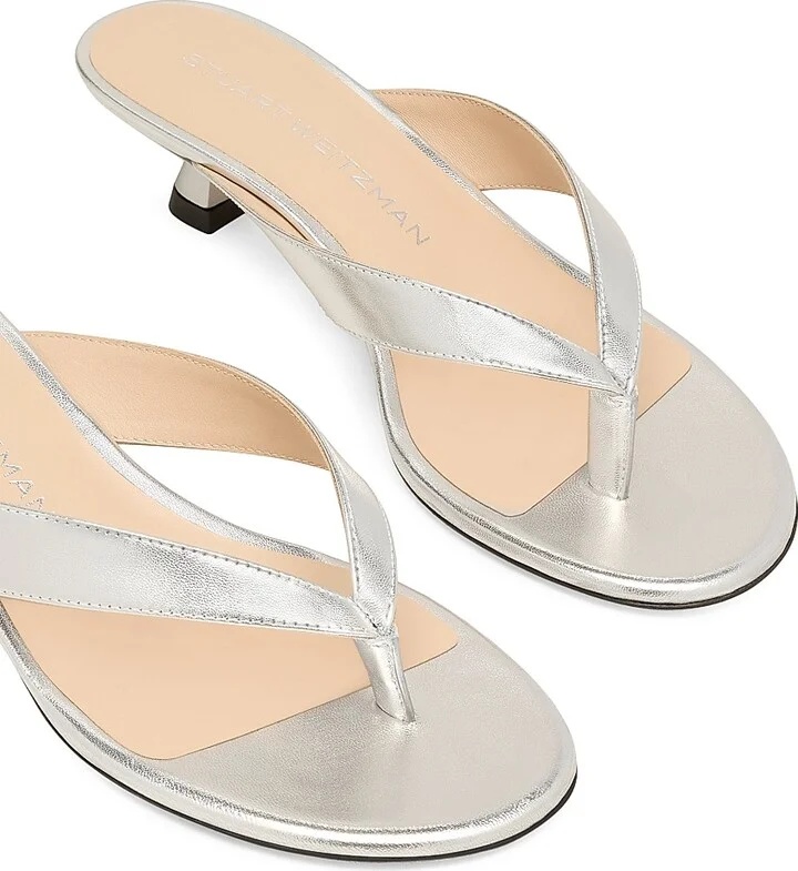 Women's Rio 35MM Metallic Leather Sandals - Silver - Size 12 - Image 4