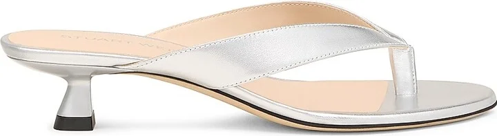 Women's Rio 35MM Metallic Leather Sandals - Silver - Size 12