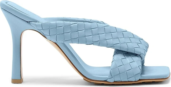 Women's Riva 90MM Intrecciato Leather Sandals - New Ice - Size 6