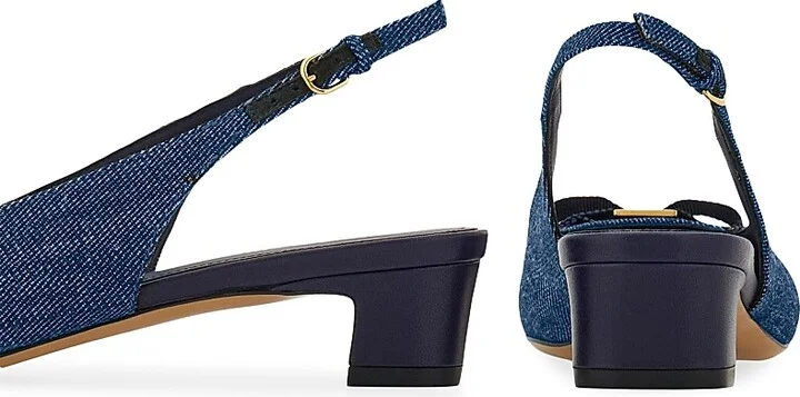 Women's Rivada 30MM Denim Square-Toe Pumps - Denim - Size 7 - Image 5