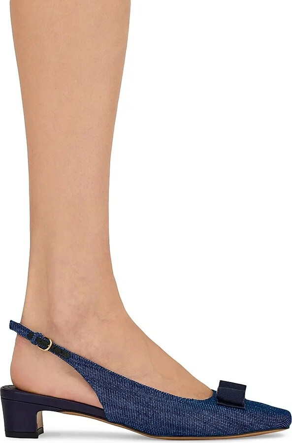 Women's Rivada 30MM Denim Square-Toe Pumps - Denim - Size 7 - Image 6