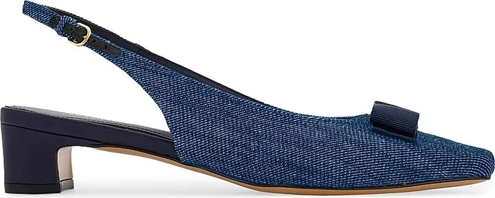 Women's Rivada 30MM Denim Square-Toe Pumps - Denim - Size 7