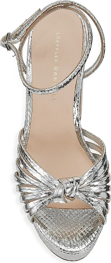 Women's Rivka 115MM Leather Knot Platform Sandals - Silver - Size 12 - Image 5
