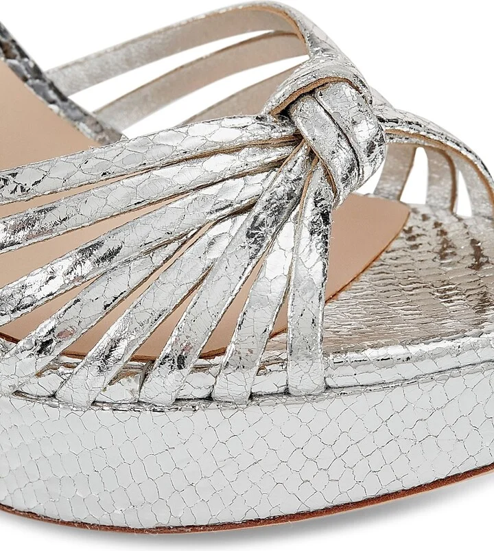 Women's Rivka 115MM Leather Knot Platform Sandals - Silver - Size 12 - Image 6