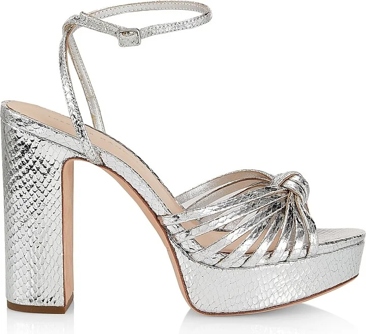 Women's Rivka 115MM Leather Knot Platform Sandals - Silver - Size 12