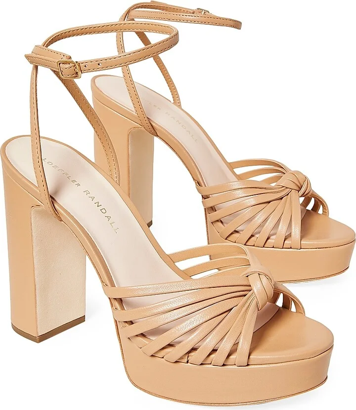 Women's Rivka 120MM Leather Knot Platform Sandals - Dune - Size 11.5 - Image 3