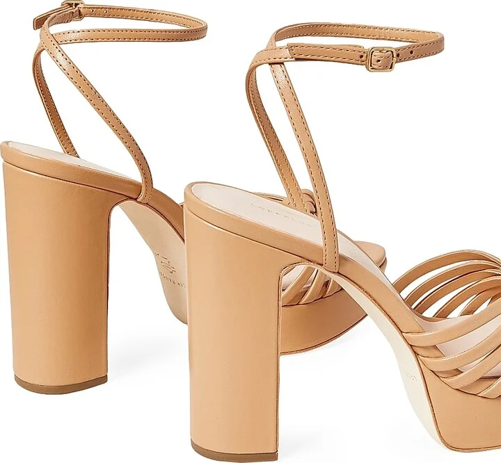 Women's Rivka 120MM Leather Knot Platform Sandals - Dune - Size 11.5 - Image 4