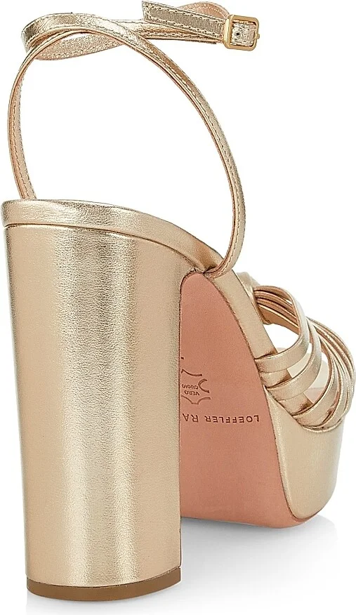 Women's Rivka 120MM Metallic Leather Knot Platform Sandals - Champagne - Size 5 - Image 3