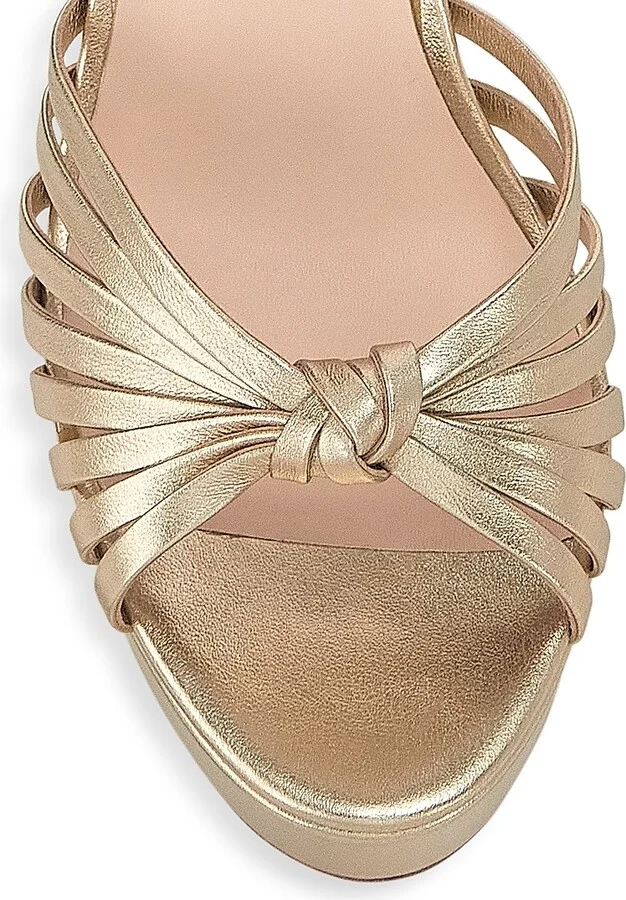 Women's Rivka 120MM Metallic Leather Knot Platform Sandals - Champagne - Size 5 - Image 4