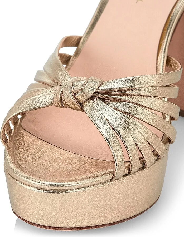 Women's Rivka 120MM Metallic Leather Knot Platform Sandals - Champagne - Size 5 - Image 6