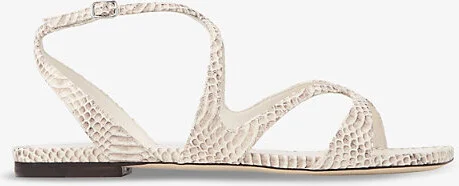 Womens Roccia Ayla Snakeskin-Pattern Leather Flat Sandals Eur 35 / 2 Uk Women