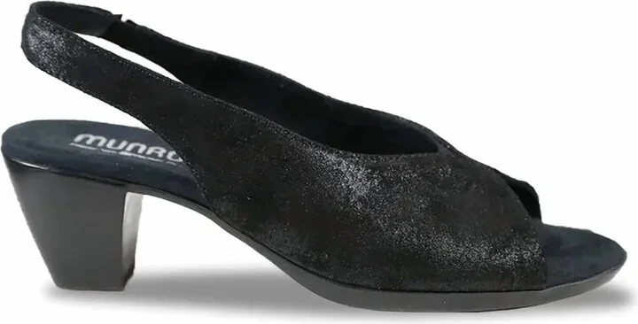Women's Rochelle Slingback Sandal In Black Metallic Leather