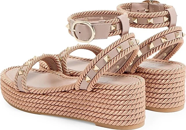 Women's Rockstud 45MM Flatform Sandals in Calfskin - Poudre - Size 6 - Image 3