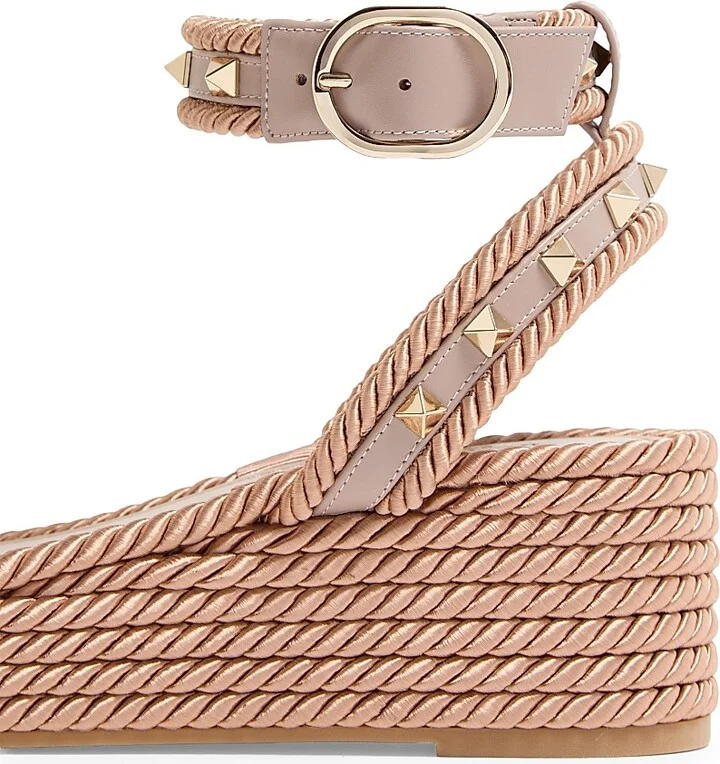 Women's Rockstud 45MM Flatform Sandals in Calfskin - Poudre - Size 6 - Image 6