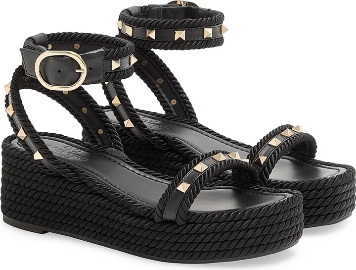 Women's Rockstud 45MM Flatform Sandals in Calfskin - Poudre - Size 6 - Image 8