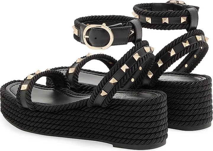 Women's Rockstud 45MM Flatform Sandals in Calfskin - Poudre - Size 6 - Image 9
