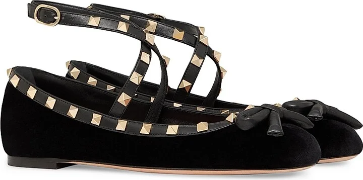 Women's Rockstud 5MM Velvet Ballerina Flats - Cherry Red - Size 6 - Image 7