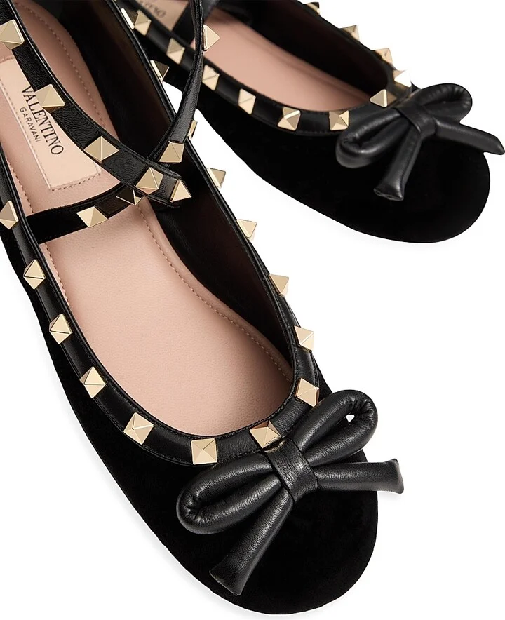Women's Rockstud 5MM Velvet Ballerina Flats - Cherry Red - Size 6 - Image 10