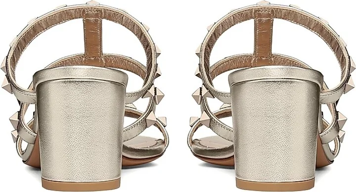 Women's Rockstud 60MM Metallic Calfskin Leather Slide Sandals - Bronze - Size 7 - Image 9