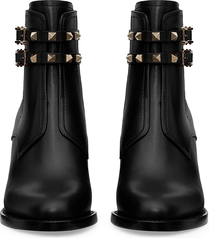 Women's Rockstud 70MM Calfskin Ankle Boots - Black - Size 5 - Image 4