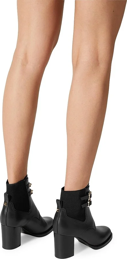 Women's Rockstud 70MM Calfskin Ankle Boots - Black - Size 5 - Image 6