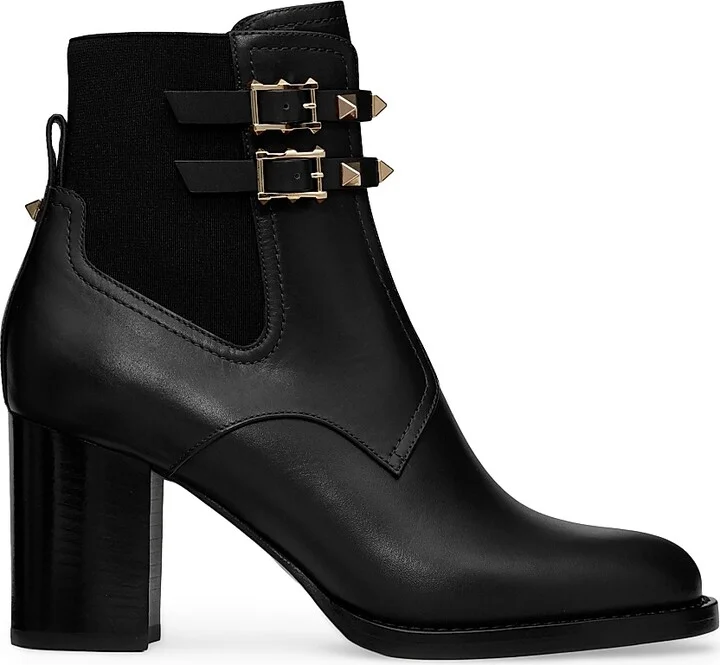 Women's Rockstud 70MM Calfskin Ankle Boots - Black - Size 5