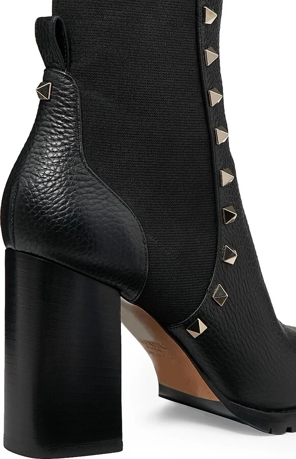 Women's Rockstud 80MM Grainy Calfskin Ankle Boots - Black - Size 6 - Image 5