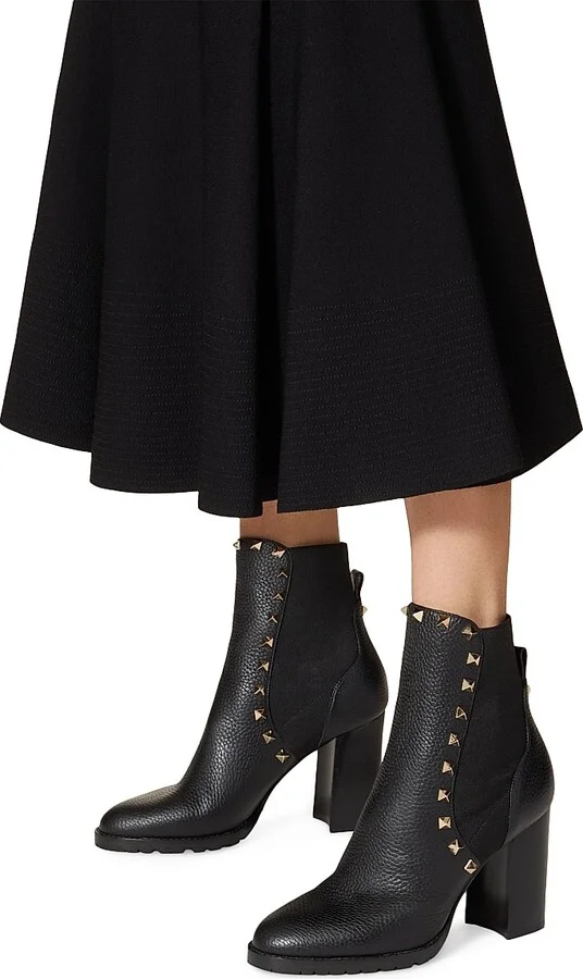 Women's Rockstud 80MM Grainy Calfskin Ankle Boots - Black - Size 6 - Image 6