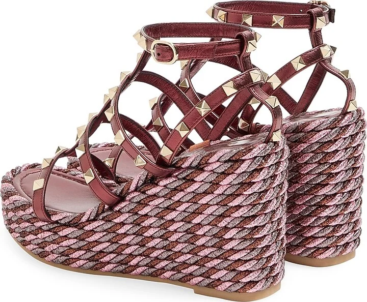 Women's Rockstud 95MM Wedge Sandals in Laminated Nappa - Size 6 - Image 2