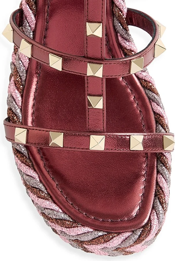 Women's Rockstud 95MM Wedge Sandals in Laminated Nappa - Size 6 - Image 3