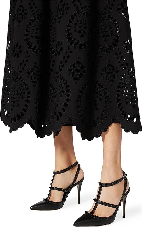 Women's Rockstud Ankle Strap Pumps With Tonal Studs 100 MM - Black - Size 6 - Image 6