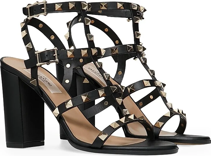 Women's Rockstud Ankle Strap Sandals 90 MM - Black - Size 5.5 - Image 2