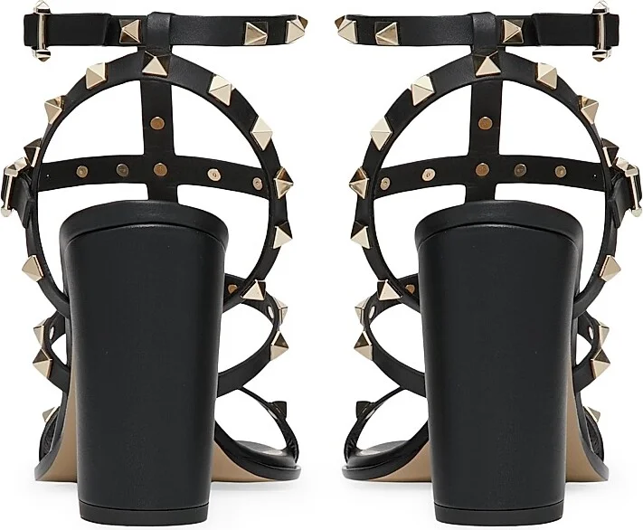 Women's Rockstud Ankle Strap Sandals 90 MM - Black - Size 5.5 - Image 3